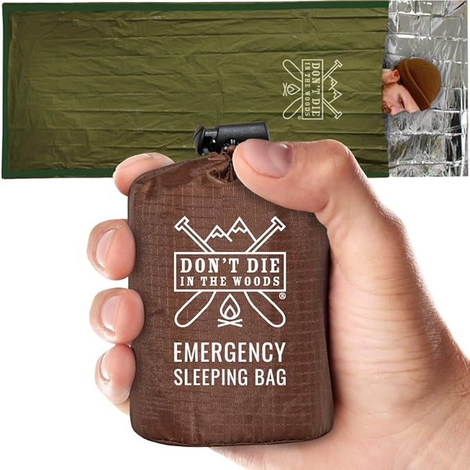 Don’t Die in The Woods - Survival Bivy - Emergency Sleeping Bag with Hood - Made with Extra-Thick Space Blanket Thermal Mylar