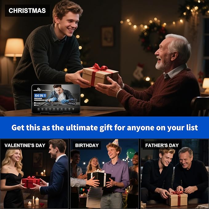 STREBITO Small Precision Screwdriver Set 64-piece with Torx, Triwing, Pentalobe, Electronics Repair Tool Kit for Computer, PC, Laptop, Macbook, Tablet, Phone, PS5, XBOX, Switch, Glass, Ring Doorbell