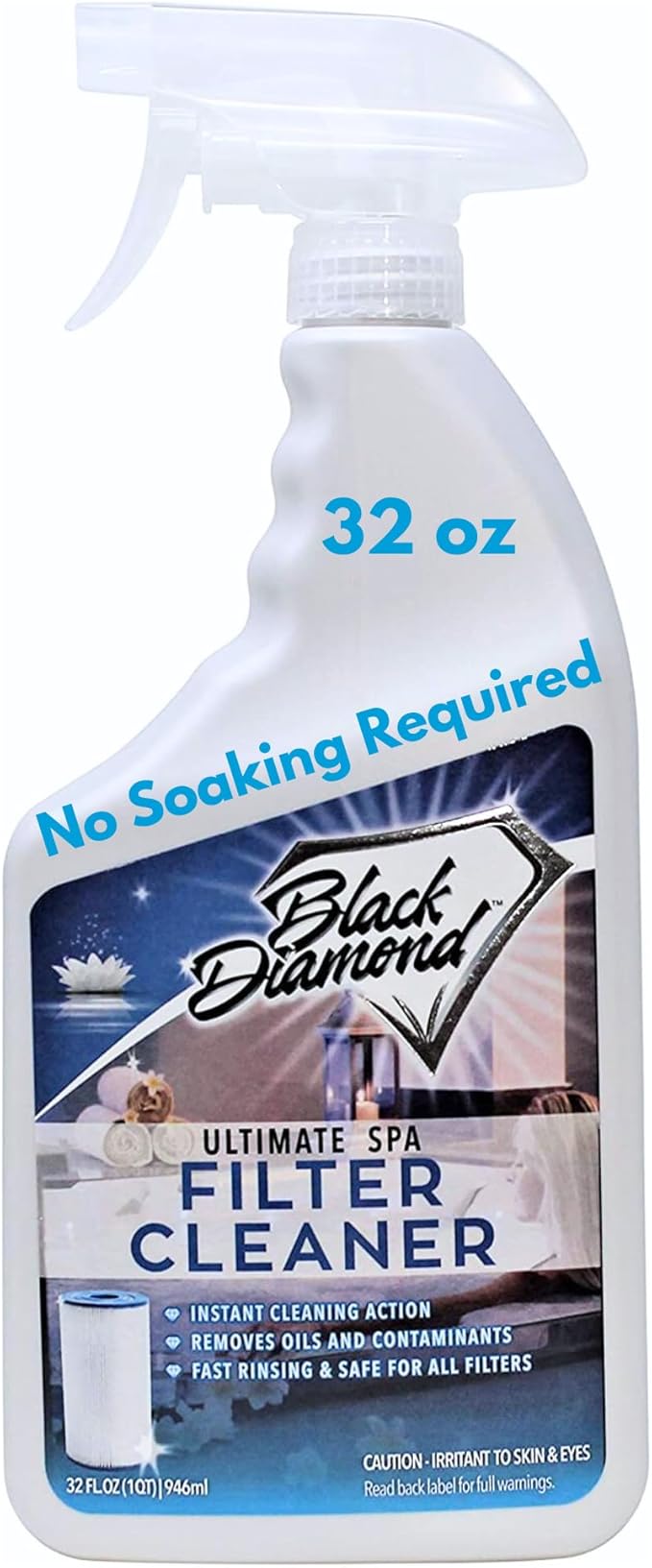 Black Diamond Stoneworks Ultimate Spa Filter Cleaner Fast-Acting Spray. Instant Clean for Hot Tub & Pool Filters Leaving Behind no Sticky Residue. Prolongs Filter Life and Pool Equipment. No Soaking