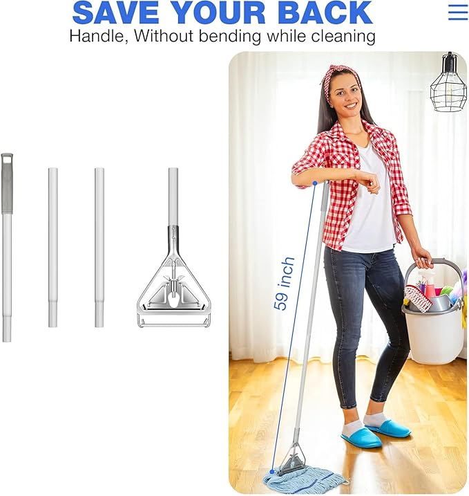 Commercial Mop Handle Heavy Duty,Industrial Metal Mop Stick Replacement for Home, Garage, Office, Workshop,Warehouse Floor Cleaning