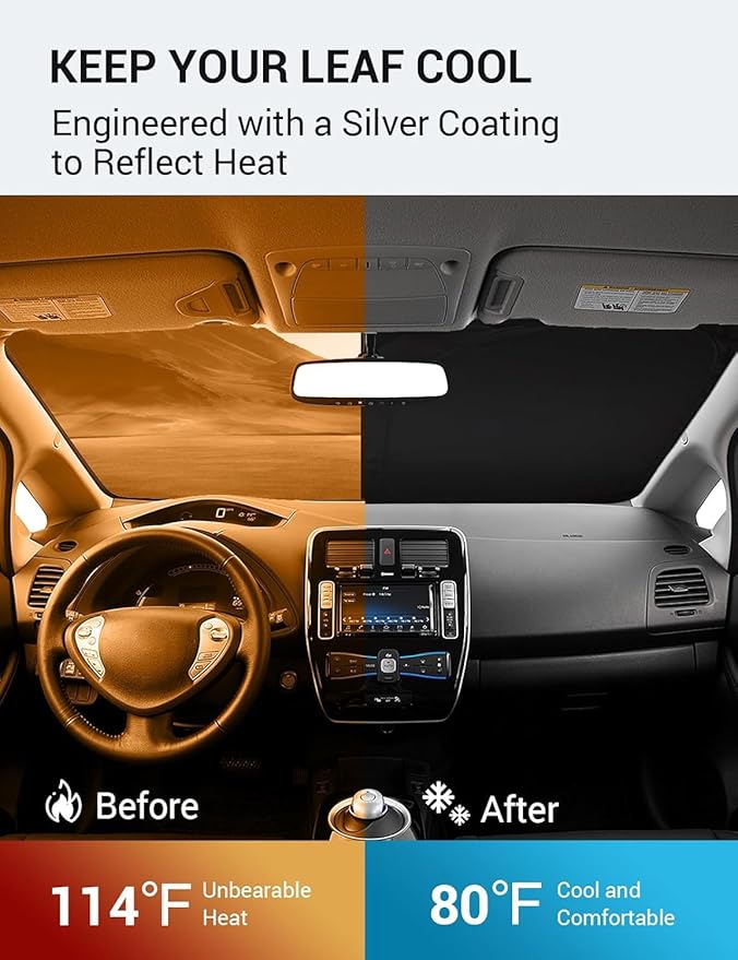 Proadsy Windshield Sun Shade for Nissan Leaf 2011-2017 4-Layer Foldable Front Sunshade Protector Sun Visor Blocks UV Rays Keep Car Cooler