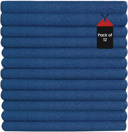 Premium Blue Huck Towels – (12 Pack) 15 x 27 inches 100% Cotton Bulk Towel for General Cleaning, Auto Shop, and Hospital Use, Super Absorbent, Machine Washable Cloth