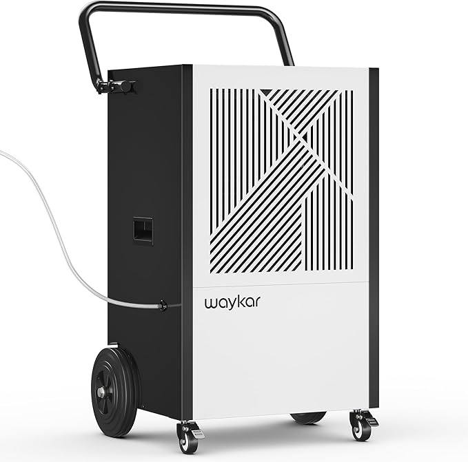 Waykar 320 Pints Large Commercial Dehumidifier for up to 9,500 Sq. Ft., with Pump, Drain Hose, Industrial Heavy Duty Dehumidifiers for Basements, Warehouses, Water Damage Restoration - 5-Year Warranty