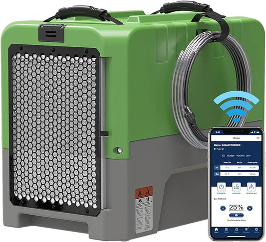 ALORAIR App Control Commercial Dehumidifier With Pump Industrial Dehumidifiers with Drain Hose, for Water Damage Restore, Flood Repair, Large Space, Job Sites (Green)