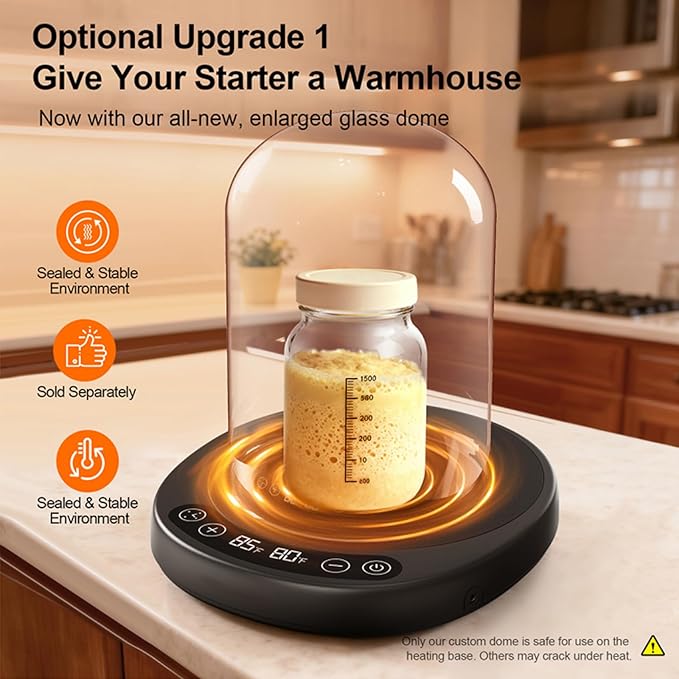 Pro Pakusane Sourdough Starter Warmer Mat 3.0 Upgraded for Home Kitchen – Sourdough Heating Mat 1°F Precision Control (70–100°F), Auto Heat On/Off, 12H Timer, Game Changer for Home Bakers