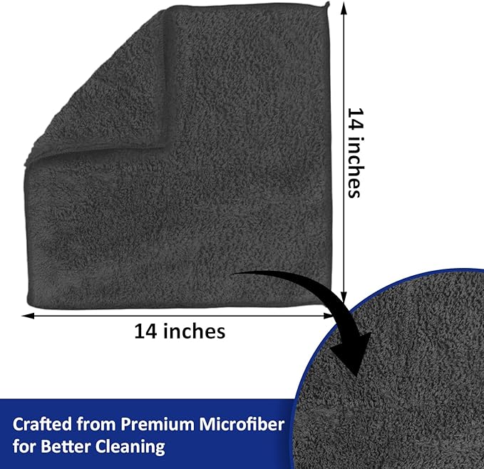 Microfiber Quick-Dry Towels (14" x 14"), Double-Sided Coral Fleece, Super Absorbent, Streak-Free, Ideal for wiping car interiors, drying vehicle surfaces, and cleaning in the home (Pack of 4)