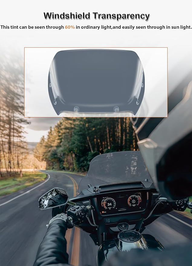 10" Wave Windshield Windscreen Wind Splitter Compatible with Harley Davidson Touring CVO Road Glide FLTRXSE 2023-up,CVO Road Glide ST FLTRXSTSE 2024-up,Road Glide FLTRX 2024-up (Tint)