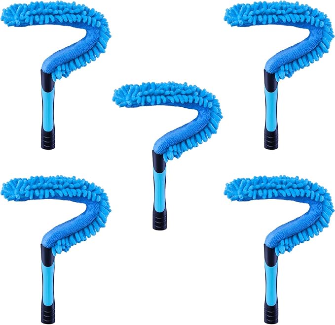 17" Microfiber Flexible Ceiling Fan Duster with Washable Chenille Dusting Cloth, Use by Hand or Attach to Extension Poles (5)