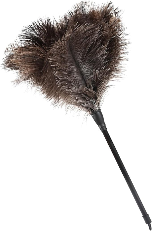 Ostrich Feather Duster 15Inch Natural Fluffy Handheld Feather Dusters for Cleaning Keyboard Home Car Office (1PCS)