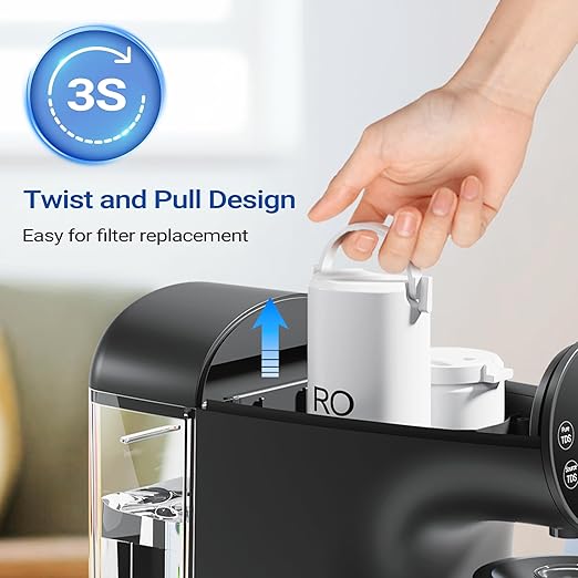 Ecoviva Countertop Reverse Osmosis System RO Water Filter, 5-Stage Filtration, Real-time TDS Monitor, BPA Free, 3:1 Pure to Drain, Indoor No Installation Desktop Portable Water Purifier-Black