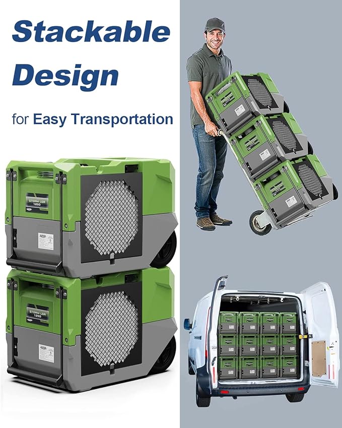 ALORAIR LGR Commercial Dehumidifier 264 PPD with Pump, Up to 3,000 Sq.Ft Industrial Dehumidifier, Compact, Portable, for Water Damage Restoration, Basement, Crawl Space, Green