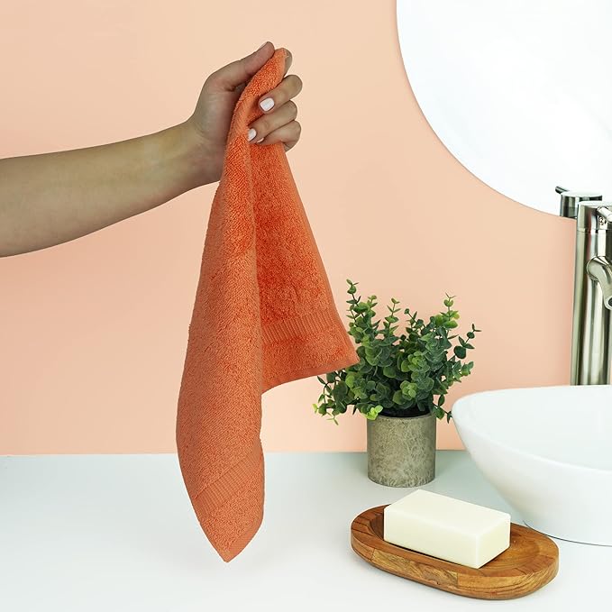 Chakir Turkish Linens | Hotel & Spa Quality 100% Cotton Premium Turkish Towels | Soft & Absorbent (Personalized 3-Piece Towel Set, Coral)