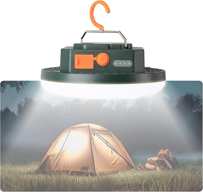 10000mAh Rechargeable Tent Light 3 Lighting Modes, 4000LM LED Portable Camping Lantern, IPX5 Waterproof, 30W Hanging Tent Light with Magnet, for Emergency & Gift