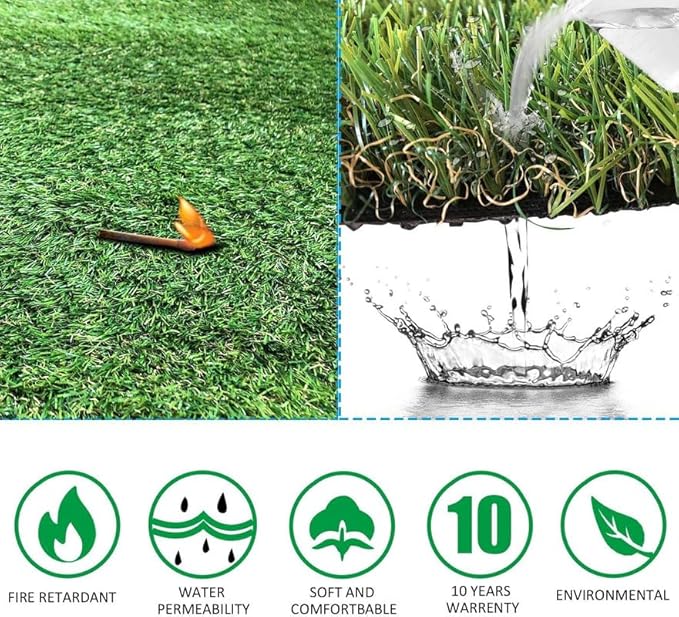 Petgrow Artificial Grass Turf 15FTX100FT- Realistic & Thick Synthetic Fake Grass Mat for Outdoor Garden Landscape Pet Dog Grass Rug Faux Turf