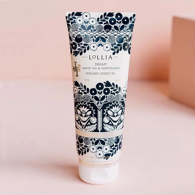 LOLLIA Dream Shower Gel, 8 fl. oz. – White Tea & Honeysuckle – Scented, Shea Butter, Bath Wash for Women, Beautiful Shower Gel, Moisturizing Body Wash