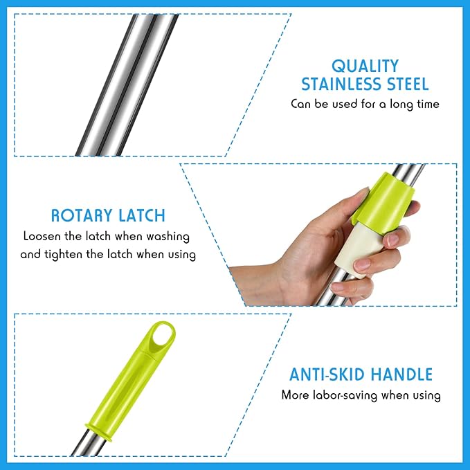 Spin Mop Replacement Handle 360 Degree Spin Mop Pole Handle Replacement Rotating Telescopic Stick for Head Replace Spinning Household Cleaning Accessories for Home(Green)