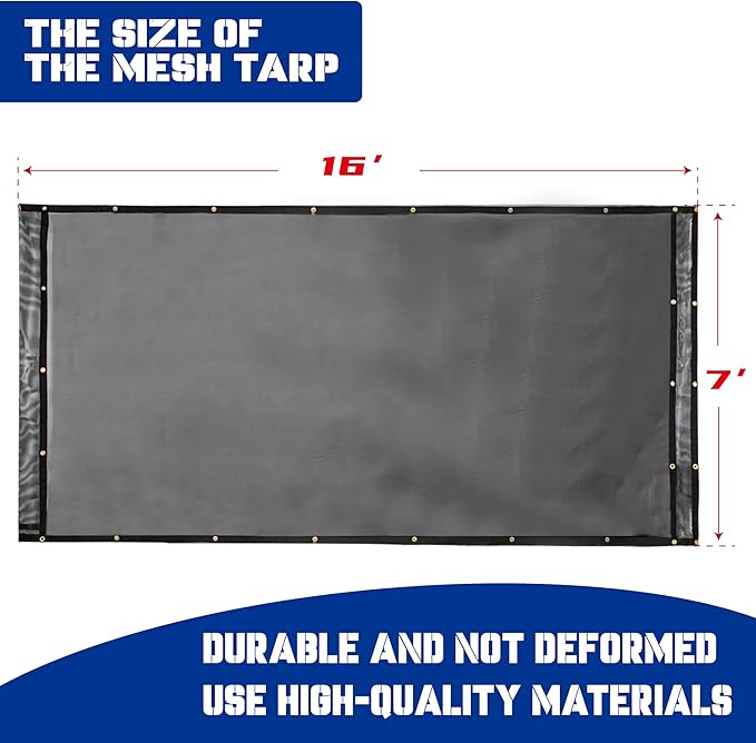 Heavy-Duty Dump Truck Tarp Kit, with Rear Anti-Sail Bow Set (with 7'x16' PVC Mesh Tarp)