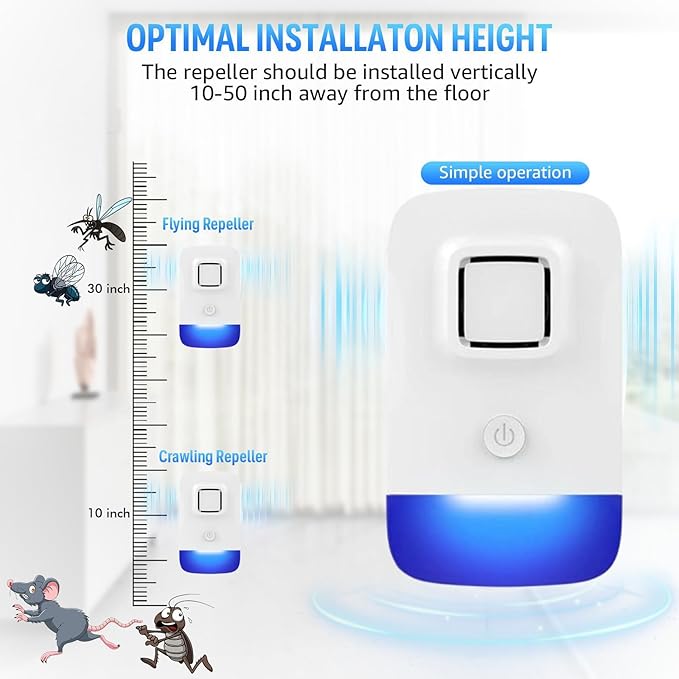 Ultrasonic Pest Control Repeller Plug in, Electronic Rodent Repellent for Indoor Home, Mosquito Repellent, Cockroach Killer, Spider Repellent (1 Pack-2)