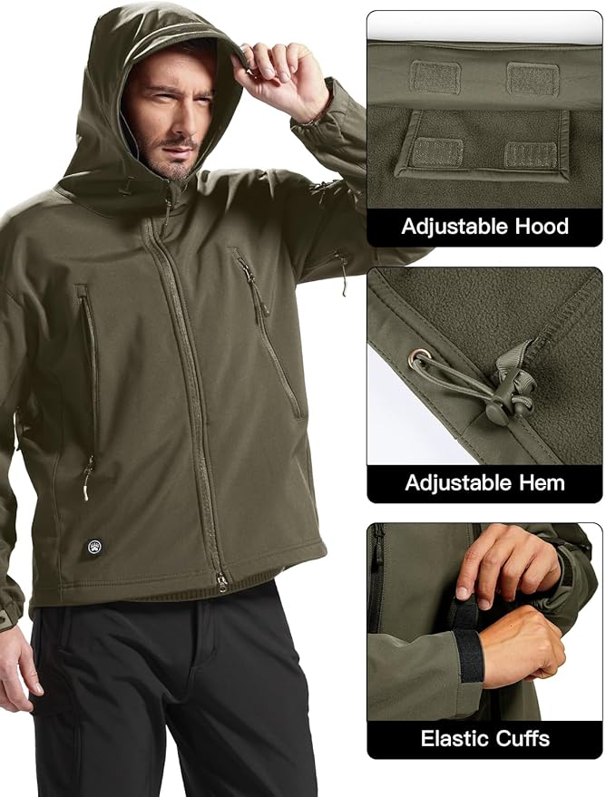 FREE SOLDIER Men's Outdoor Waterproof Soft Shell Hooded Military Tactical Jacket