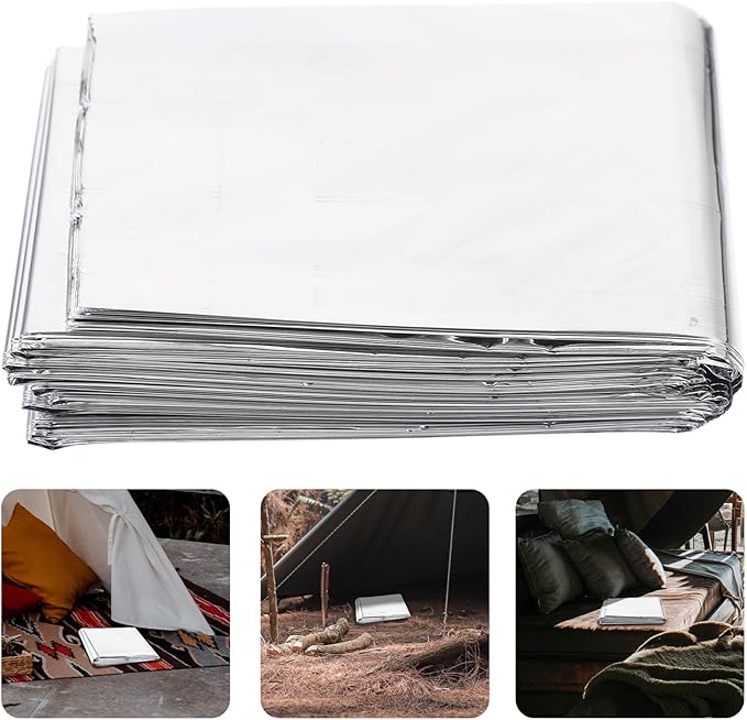 2pcs Outdoor Emergency Warm Blanket Foldable Thermal Reflective Film for Hiking Aid Survival Exploration and Natural Disaster Supplies