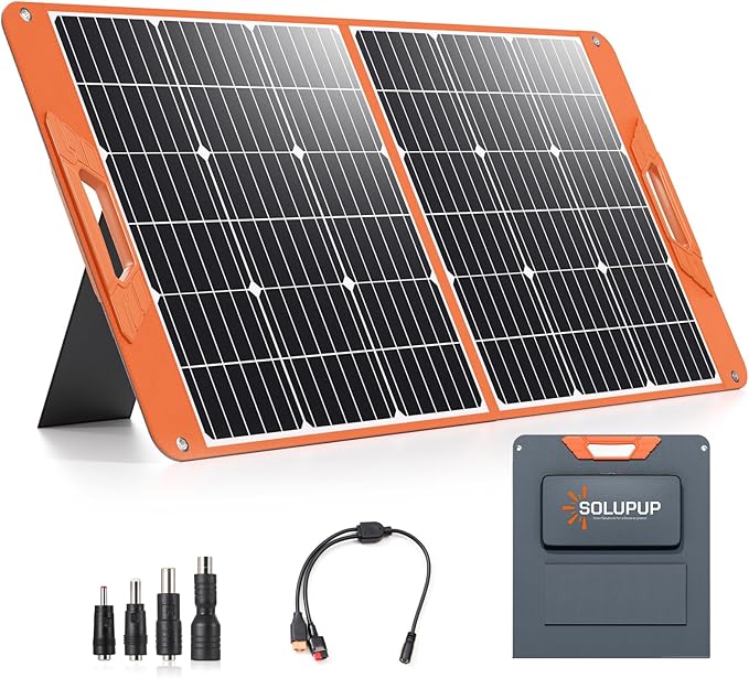 100W Portable Solar Panel for Power Station, 19.8V Foldable Solar Charger with DC/XT60/Anderson Cable & QC3.0 USB Outputs, 23% High Efficiency IP65 Waterproof 2 Kickstands for Outdoor Camping RV Trip