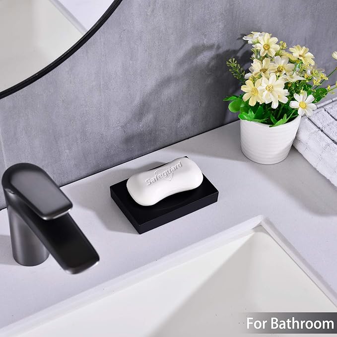 Black Resin Soap Dish Bathroom Home, Black Soap Saver Soap Holder Bathroom or Shower for Kitchen Modern Accessory