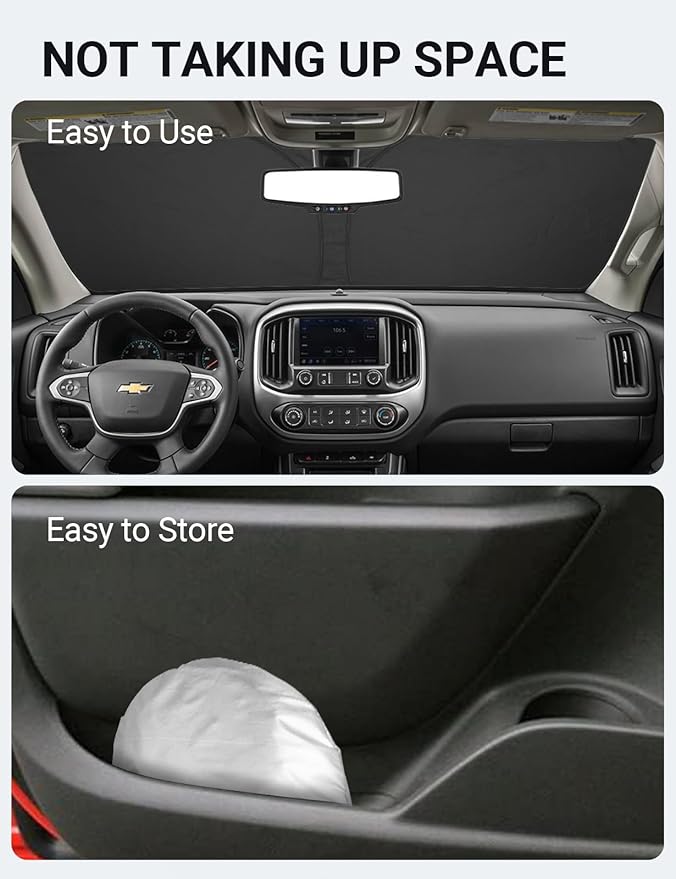 Proadsy 2025 Upgrade Windshield Sun Shade Custom Fit Chevrolet Colorado 2015-2022 4-Layer Foldable Front Sunshade Protector Sun Visor Blocks UV Rays Keep Car Cooler Accessories