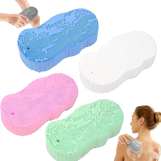 Magic Exfoliating Bath Sponge, 2026 Upgraded 3D Super Soft Exfoliating Bath Sponge Magic Exfoliating Body Scrubber, Shower Brushes for Adults Women and Men (A-4PCS)