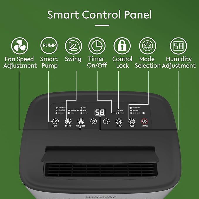Waykar 150 Pints 7,000 Sq. Ft Energy Star Dehumidifier with Pump for Commercial and Industrial Large Room, Basement, Home, Storage, Warehouse with Drain Hose and Water Tank