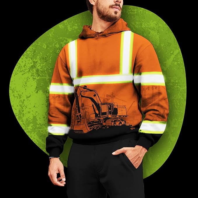 Matedecor High Visibility Hi Vis Hoodie for Men - Jobs Collection Custom Name Class 3 Reflective Safety Workwear