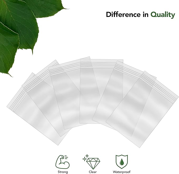 1.5 x 2 Inch Resealable Plastic Bags 1000 Pack — Clear Reclosable Mini Bags with Zipper Seal for Jewelry, Beads, Small Parts, Crafts, Hardware