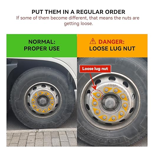 Loose Wheel Nut Indicators 1000 Pcs - 33mm Orange Visual Warning Arrows Essential for Truck, Trailer, Bus, Tractor Fleet Safety & Agricultural Industrial Vehicles