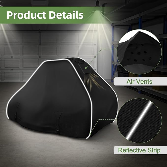 Lawn Mower Cover, 600D Waterproof Zero Turn Mower Cover, Outdoor Universal Zero Lawnmower Cover with Reflective Strip (79×46×55 Inch/Black)
