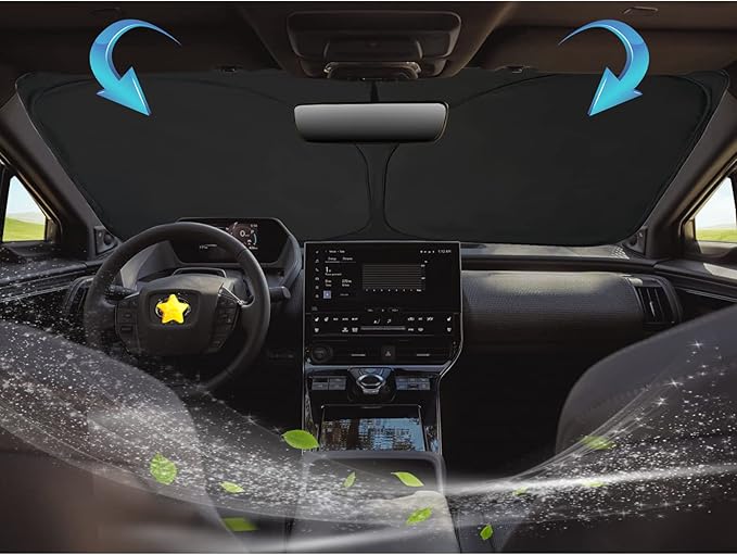 SKTU 2023 2024 2025 bZ4X Front Windshield Sunshade for 2023 2024 2025 Toyota bZ4X Windshield Sun Shade Foldable for Blocks UV Rays and Blocks Heat and Sun Keeps Vehicle Cool