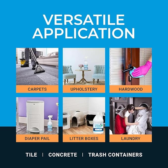 KINZUA ENVIRONMENTAL Urine B-Gone, Professional Enzyme Odor Eliminator & Pet Stain Remover, Human, Cat & Dog Urine Cleaner, Effective on Laundry, Carpets & More, Citrus Scent, 32oz, Pack of Two