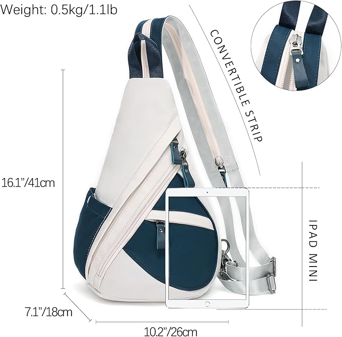 KL928 Nylon Sling Bag - Small Crossbody Backpack Shoulder Casual Daypack Multipurpose Rucksack for Men Women