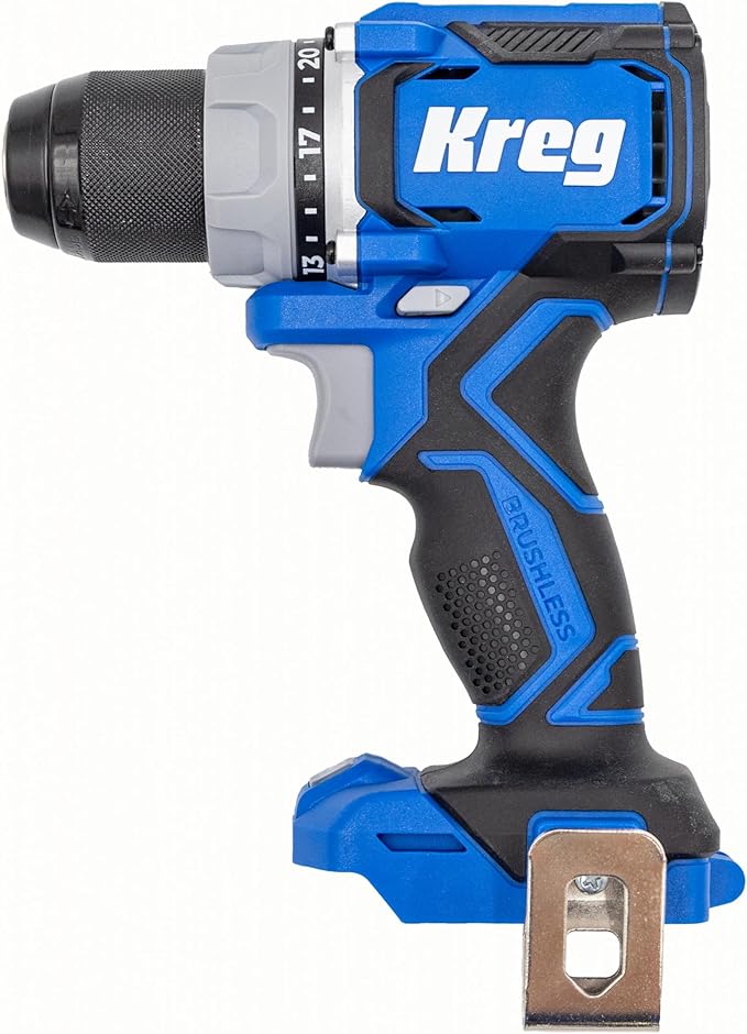 Kreg Power Drill - 20V Ionic Drive 1/2" Compact Drill - High Torque Professional Workshop Tool - LED Light - Two Speed & Variable Speed Trigger - Durable Heavy Duty Tool - Bare Tool - KPTDR050A