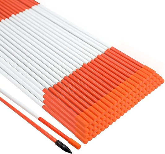 Growsun Driveway Marker 5ft Orange Fiberglass 5/16 inch Dia Snow Fence Reflective Plow Stakes for Yard Walkways Parking Lots Safety Rods Edge, 50 Pack