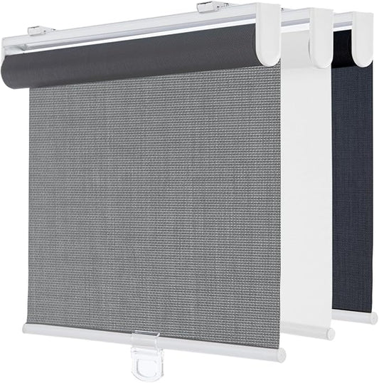 Cordless Roller Shades for Windows,Light Filtering Pull Down Blinds,Solar Screen Door Blinds,Flame Retardant UV Protection Fabric for Home Office (21" W x 72" H,Solar Grey)