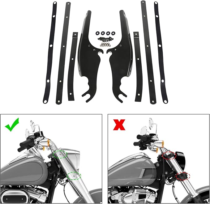 Green-L Black Windscreen Bracket Windshield Mount Kit Fit for Harley Heritage Softail Slim Classic Fat Boy Deluxe 2000-2017 Models