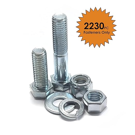 Titan Industrial Supply- 2,230 pcs Metric 8.8 Coarse Thread Hardware Assortment Kit with Hex Cap Screws, Hex Nuts, Nylon Locknuts & Washers - Fasteners Only