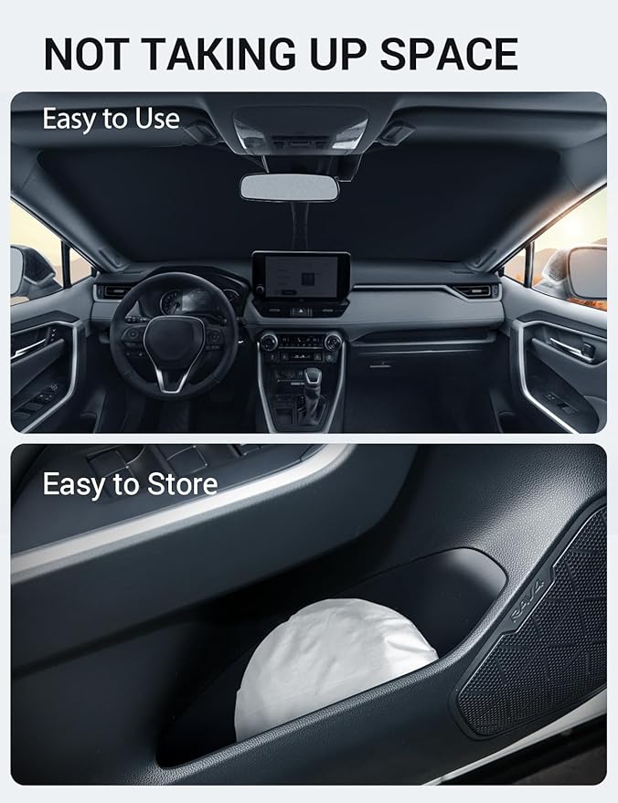 Proadsy Windshield Sun Shade for GMC Sierra 1500 2500 3500 2019-2025 4-Layer Foldable Front Sunshade Protector Sun Visor Blocks UV Rays Keep Car Cooler