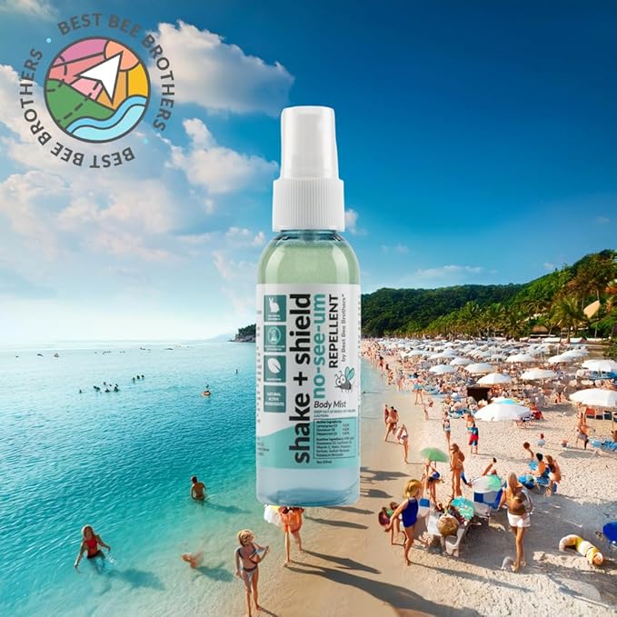 Best Bee Brothers Shake + Shield No-See-Ums Gnat Spray – Non-Greasy Bug Spray Body Mist Made with Plant-Based Ingredients, 2 Oz.