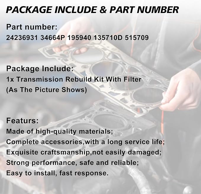 195901XLS Transmission Rebuild Kit with Filter 6L90 6L90E 6L80 6L80E Fits for ESCALADE STS-V EXPRESS 1500 2500 3500 4500 Repalce OE 195903XLS 195901XLS