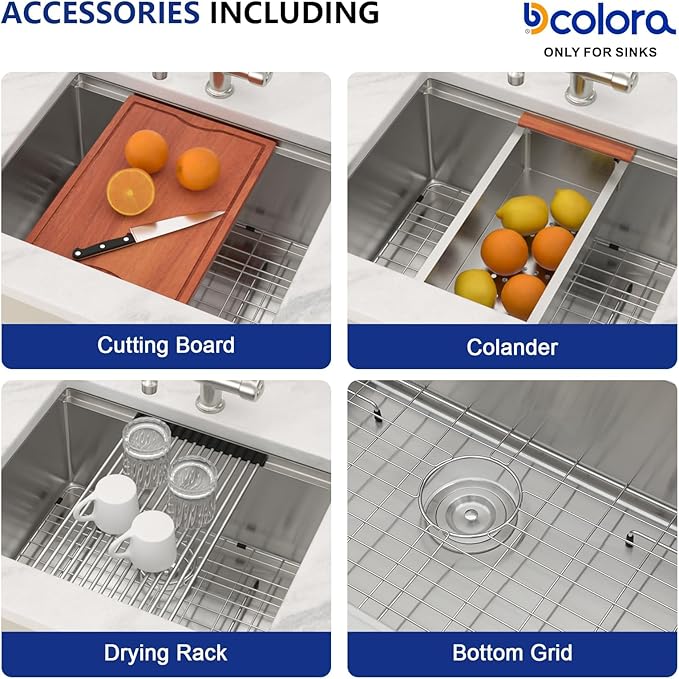 Dcolora 24 in. Undermount Wet Bar Sink Small Kitchen Sink Stainless Steel Under Counter Single Bowl Workstation 24"×19"×10",DC-U1111