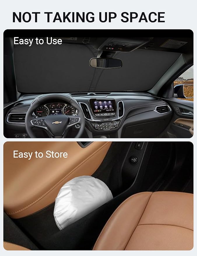 Proadsy Windshield Sun Shade for Chevrolet Equinox 2018-2025 2026 4-Layer Foldable Front Sunshade Protector Sun Visor Blocks UV Rays Keep Car Cooler Accessories