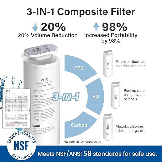 Ecoviva Mate 4 Countertop Reverse Osmosis Water Filter System with UV, BPA Free, 7-Stage Filter, Pure to Drain 3:1, Instant-Hot, Indoor No Installation, Meet NSF/ANSI 58 Desktop Water Purifier