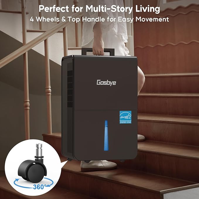 4500 Sq.Ft. Most Efficient Energy Star 2024 Dehumidifier for Basement with Drain Hose, Max 115 Pints/D Dehumidifier for Large Room, [45dB Quiet Compressor], Easy Drainage, Auto-restart, Black