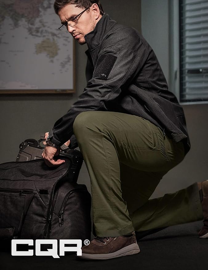 CQR Men's Vent Stretch Pants, Quick Dry Lightweight Casual Cargo Pants, Water Resistant Straight-Fit Utility Work Pants