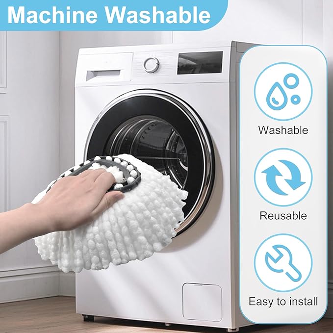 Spin Mop Handle, Mop Replacement Head,Brush,Base Compatible with OCedar EasyWring 1 Tank,2 Microfiber Mop Refills,1 Mop Base,1 Brush and 30-58" Mop Handle Combo Set for OCeda,Use for Floor Cleaning